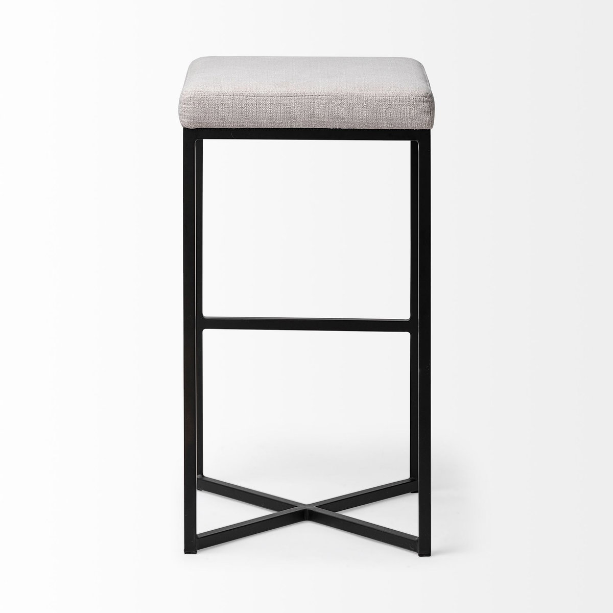 Frodo Backless 29.75in Seat Bar Stool | White Fabric with Black Metal, Counter & Bar Stool by Mercana, 16.54" length x 16.54" width x 30" height View 5