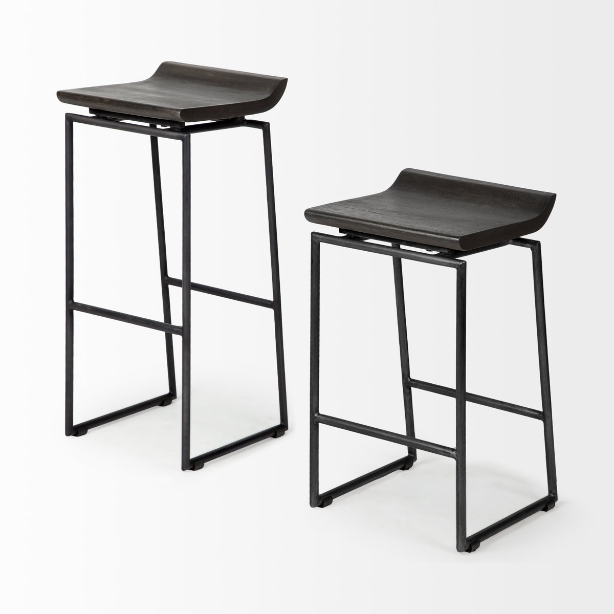 Givens Low Back 32in Seat Bar Stool | Black Wood with Black Metal, Counter & Bar Stool by Mercana, 14" length x 15.8" width x 32" height View 8