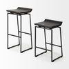 Givens Low Back 32in Seat Bar Stool | Black Wood with Black Metal, Counter & Bar Stool by Mercana, 14" length x 15.8" width x 32" height thumbnail 8
