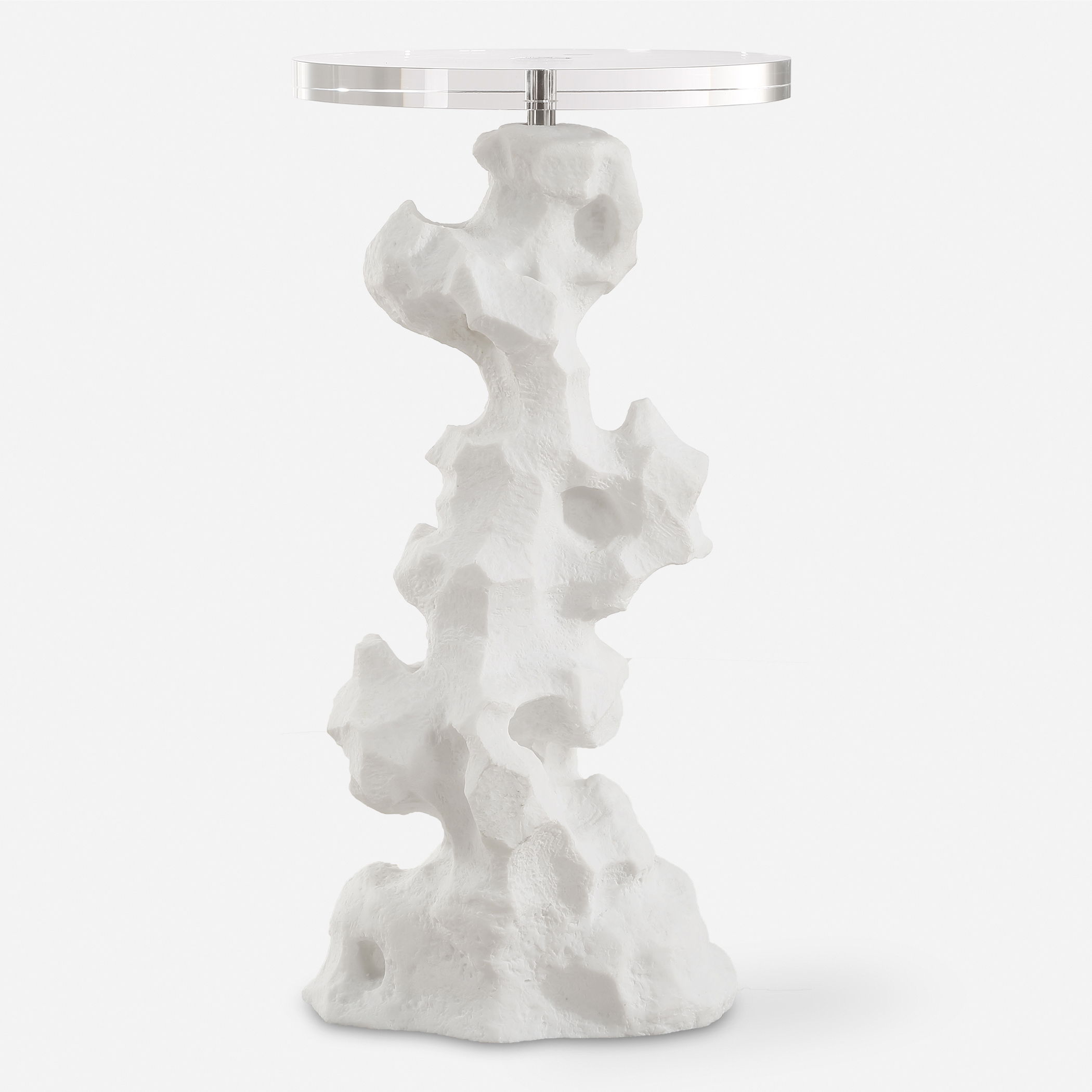 Remnant White Stone Drink Table, Furniture by Uttermost, 12.5" width x 24.5" height x 12.5" depth View 1