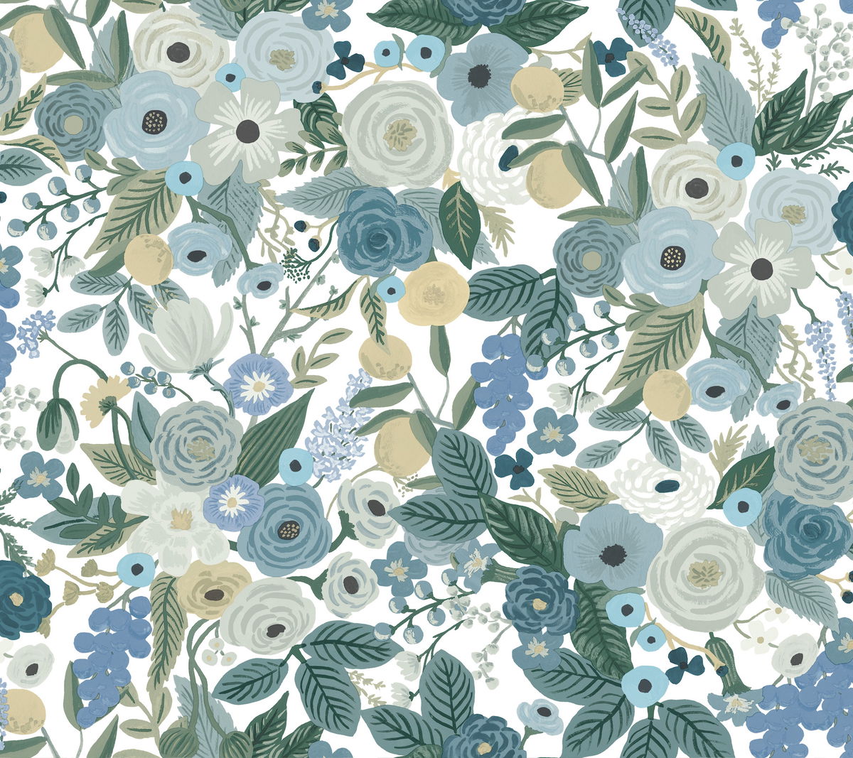 Garden Party Blue Peel & Stick Wallpaper, by York Wall, 20' length x 2'3" width x 0.02" depth