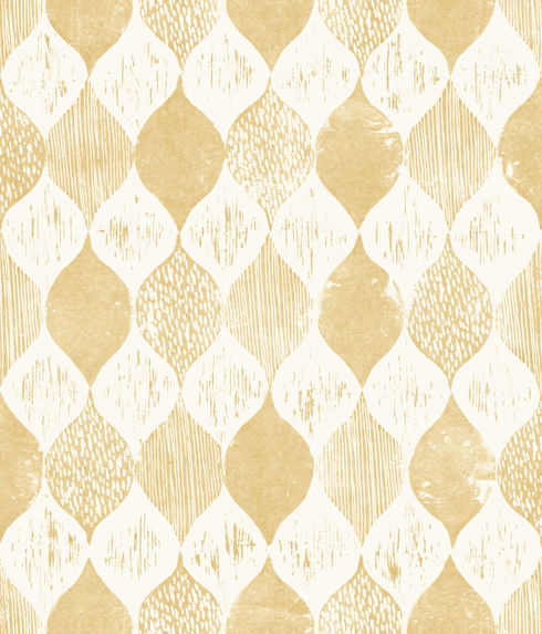 Woodblock Yellow Wallpaper