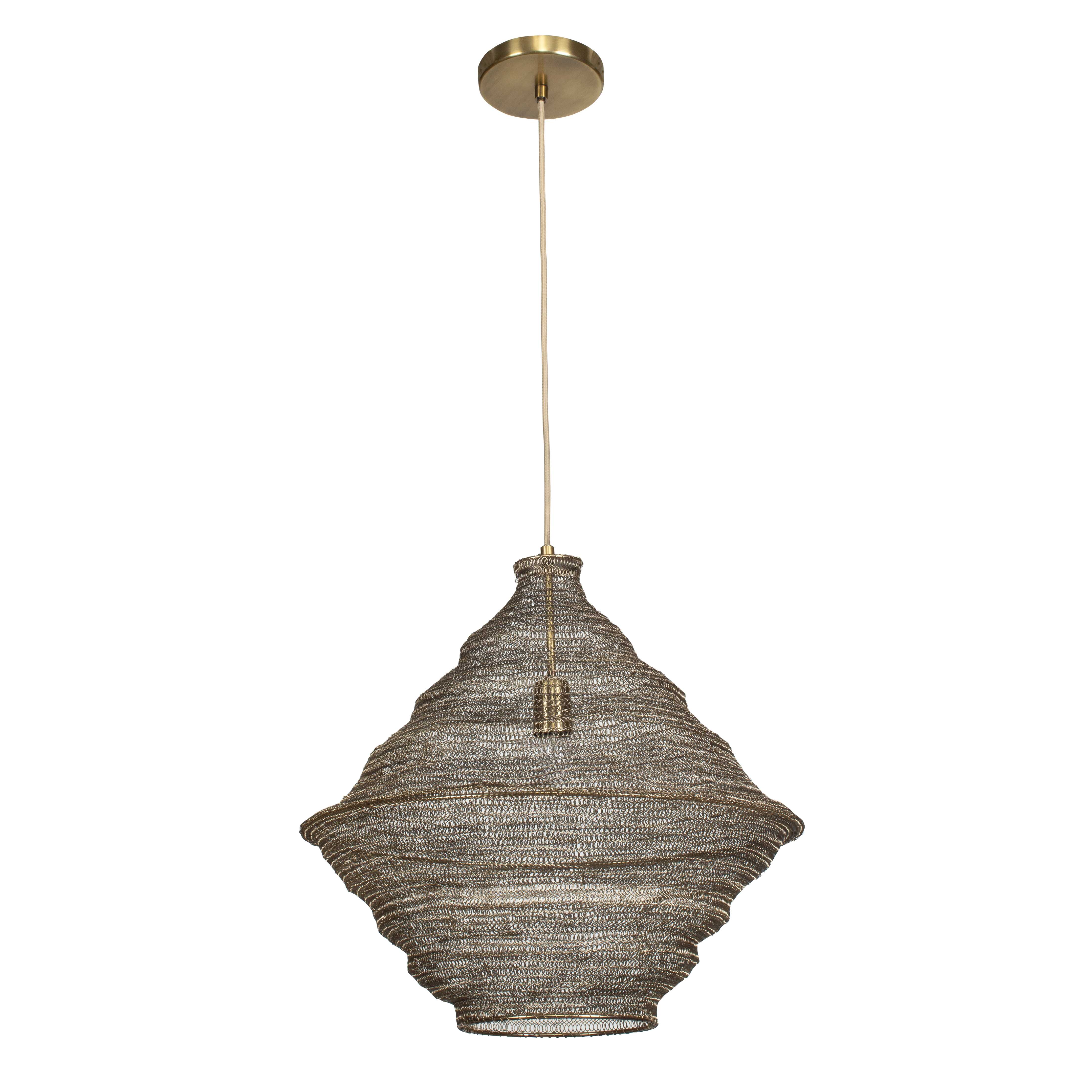 Sigh Woven Brass 1 Light Pendant, Ceiling Light by Uttermost, 20" width x 20.6" height x 20" diameter x 20" depth View 4