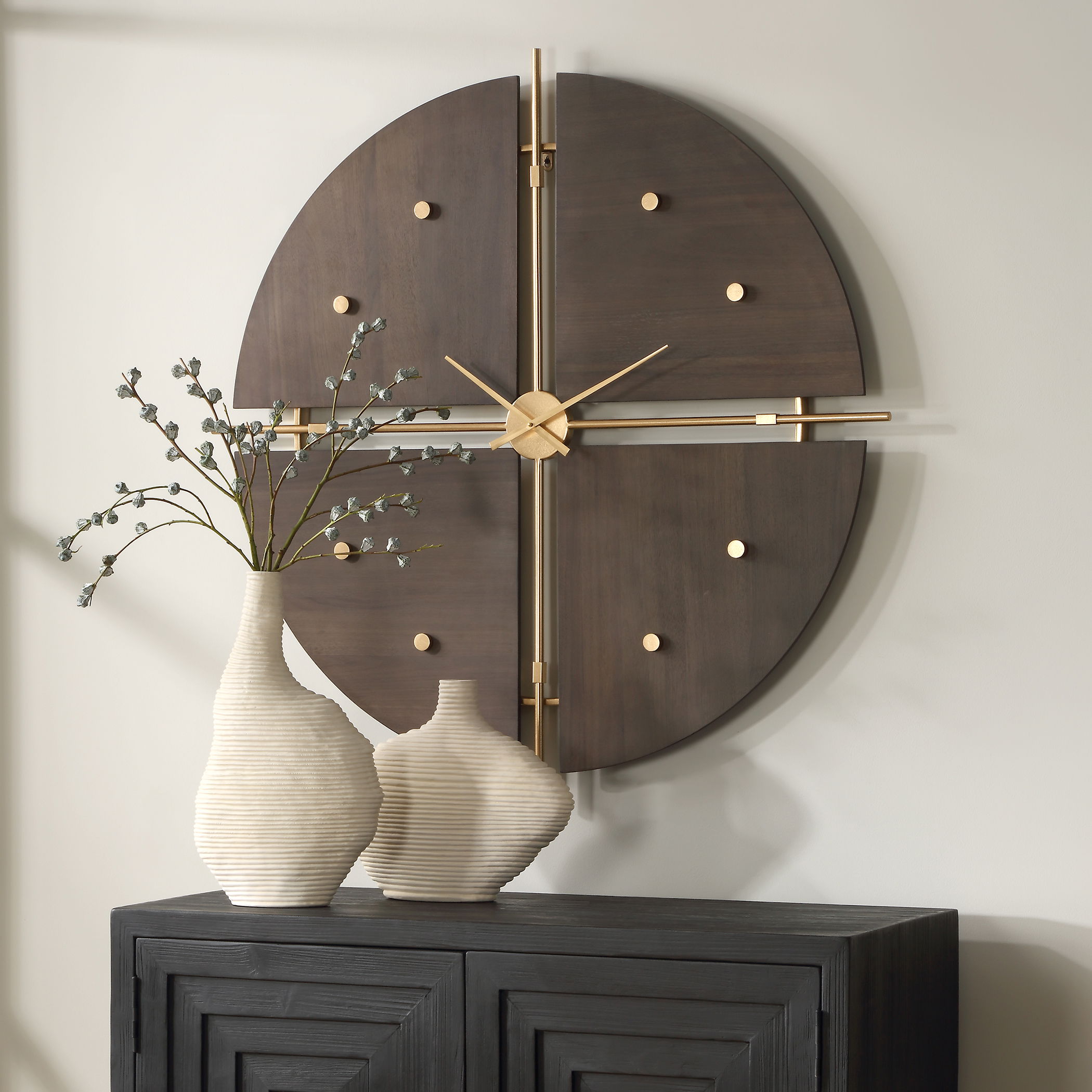 Walnut Elegance Wall Clock large image 