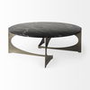 Reinhold III Black Marble Top Iron Coffee Table, by Mercana, 49" length x 49" width x 17.75" height thumbnail 5