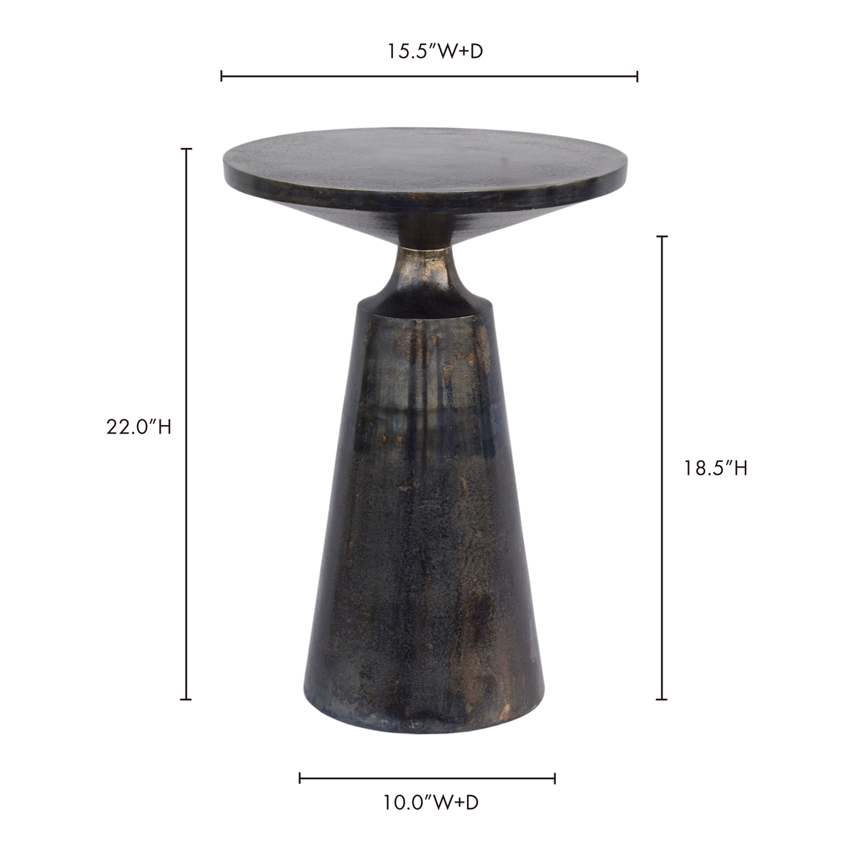 Sonja Accent Table Charcoal Grey, Side & End Table by Moe's Home, 15.5" width x 22" height x 15.5" depth View 9