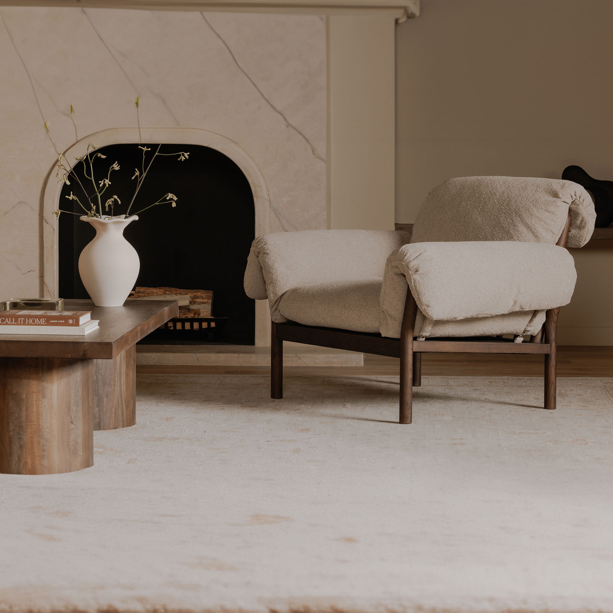 Cardero Lounge Chair Beige, Accent Chair by Moe's Home, 44.5" width x 31.5" height x 39" depth View 9