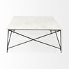 Lorlei I 53.0 X 35.0 X 15.5 White Marble Top with X-Shaped Gray Iron Base Coffee Table, by Mercana, 53" length x 35" width x 15.5" height thumbnail 4