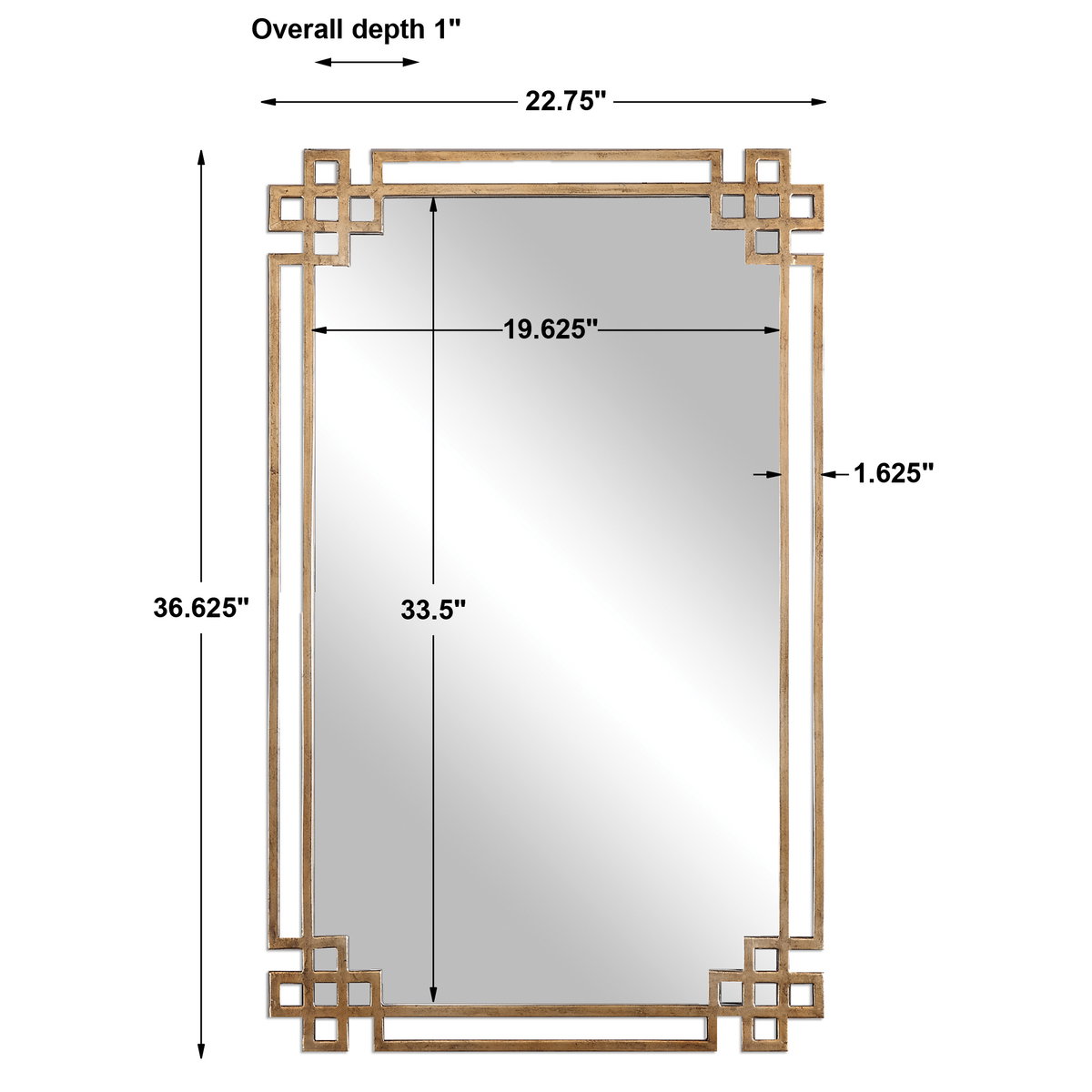 Devoll Antique Gold Mirror, by Uttermost, 1'10.75" width x 3'0.62" height x 1" depth View 3