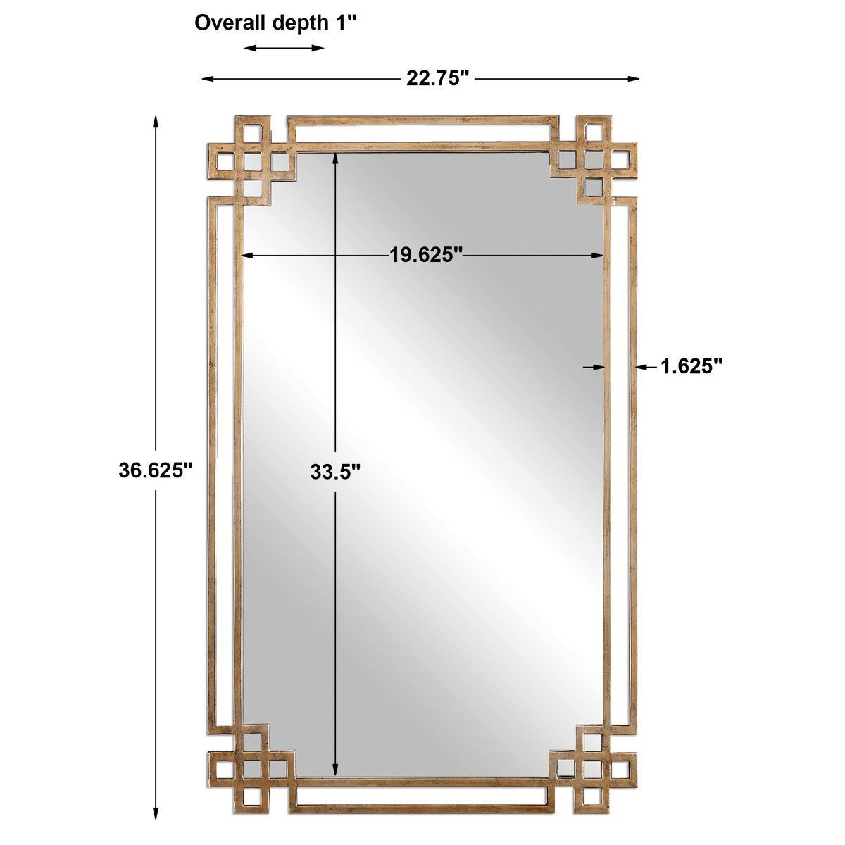 Devoll Antique Gold Mirror, by Uttermost, 22.75" width x 36.62" height x 1" depth View 3
