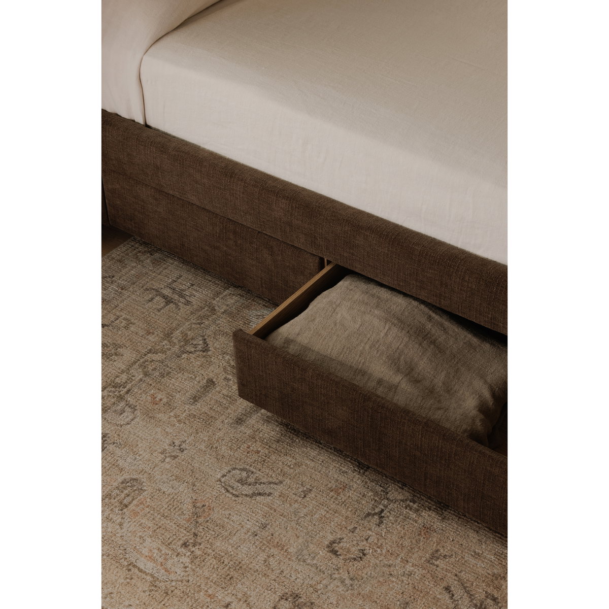 Sophia Queen Storage Bed Brown, by Moe's Home, 6'4" width x 4'7" height x 7'7" depth View 15