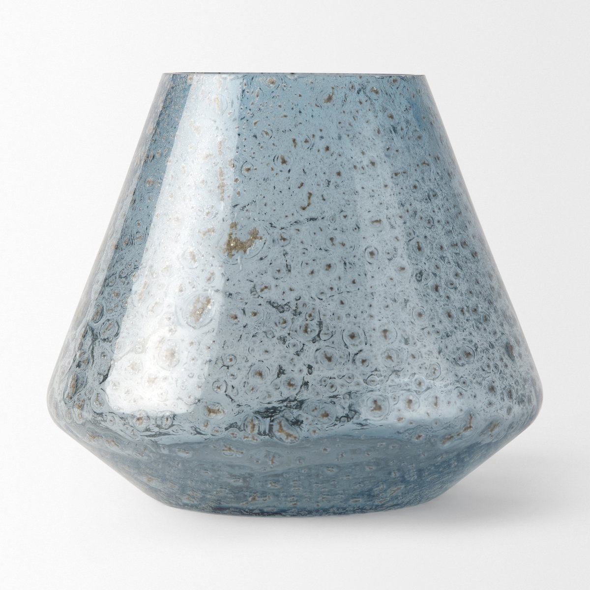 Robyn Short Blue Glass Vase, by Mercana, 7.8" length x 7.8" width x 6.77" height View 5