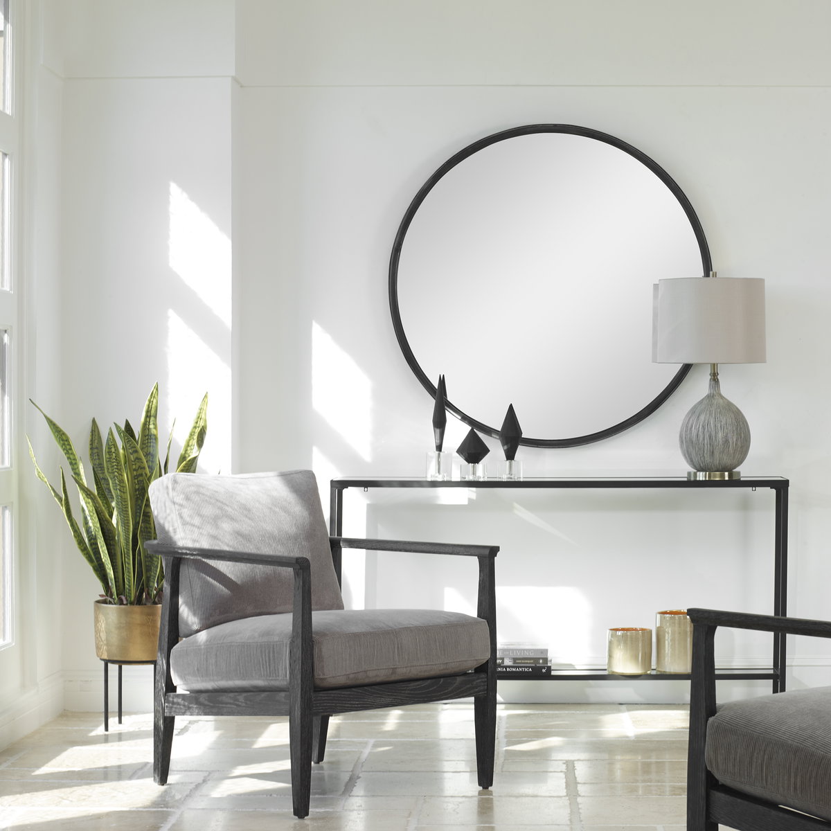 Dawsyn Round Mirror, by Uttermost, 3'8" width x 3'8" height x 1.5" depth View 2