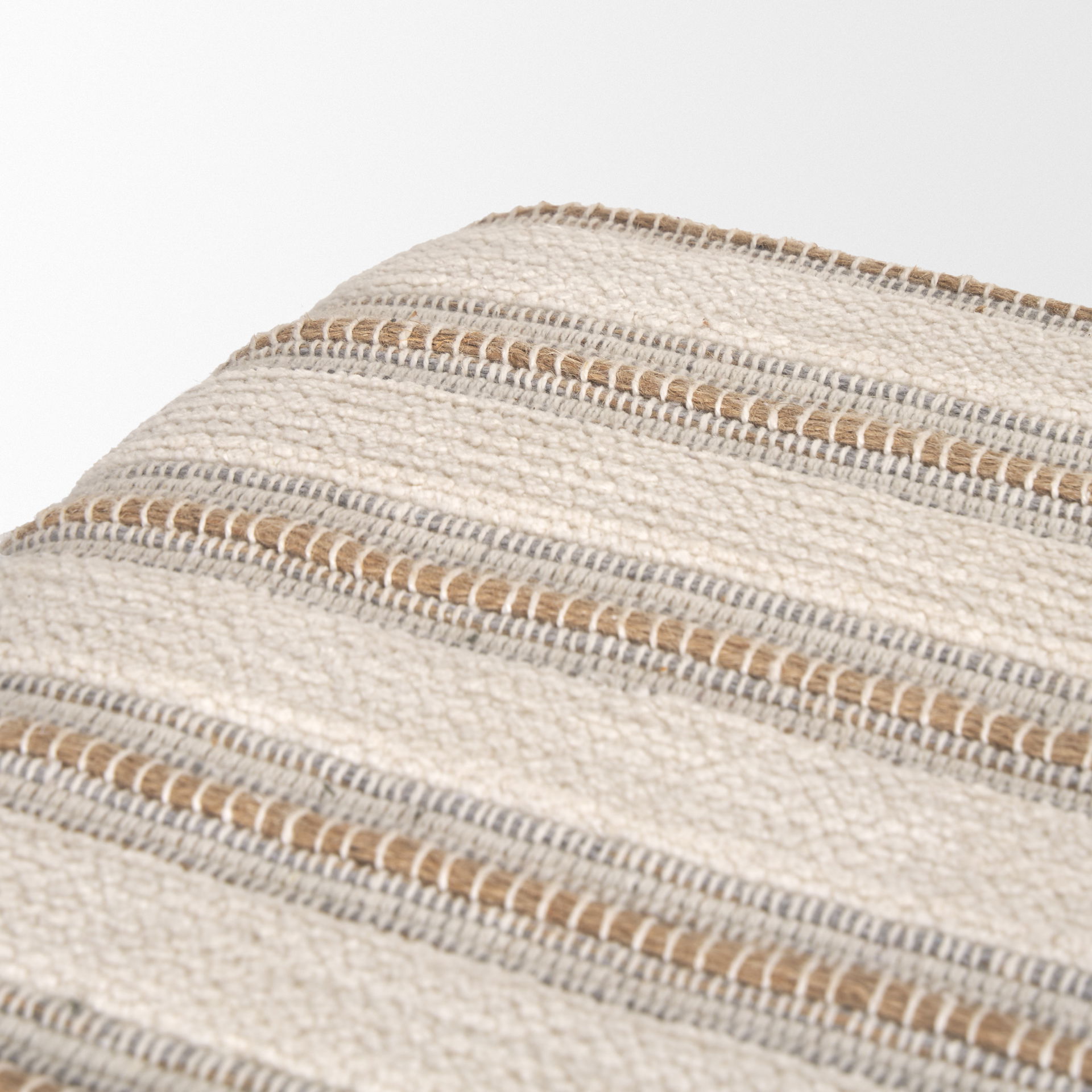 Taimo White Washed Light Brown Wood with Striped Fabric Seat Bench large image 