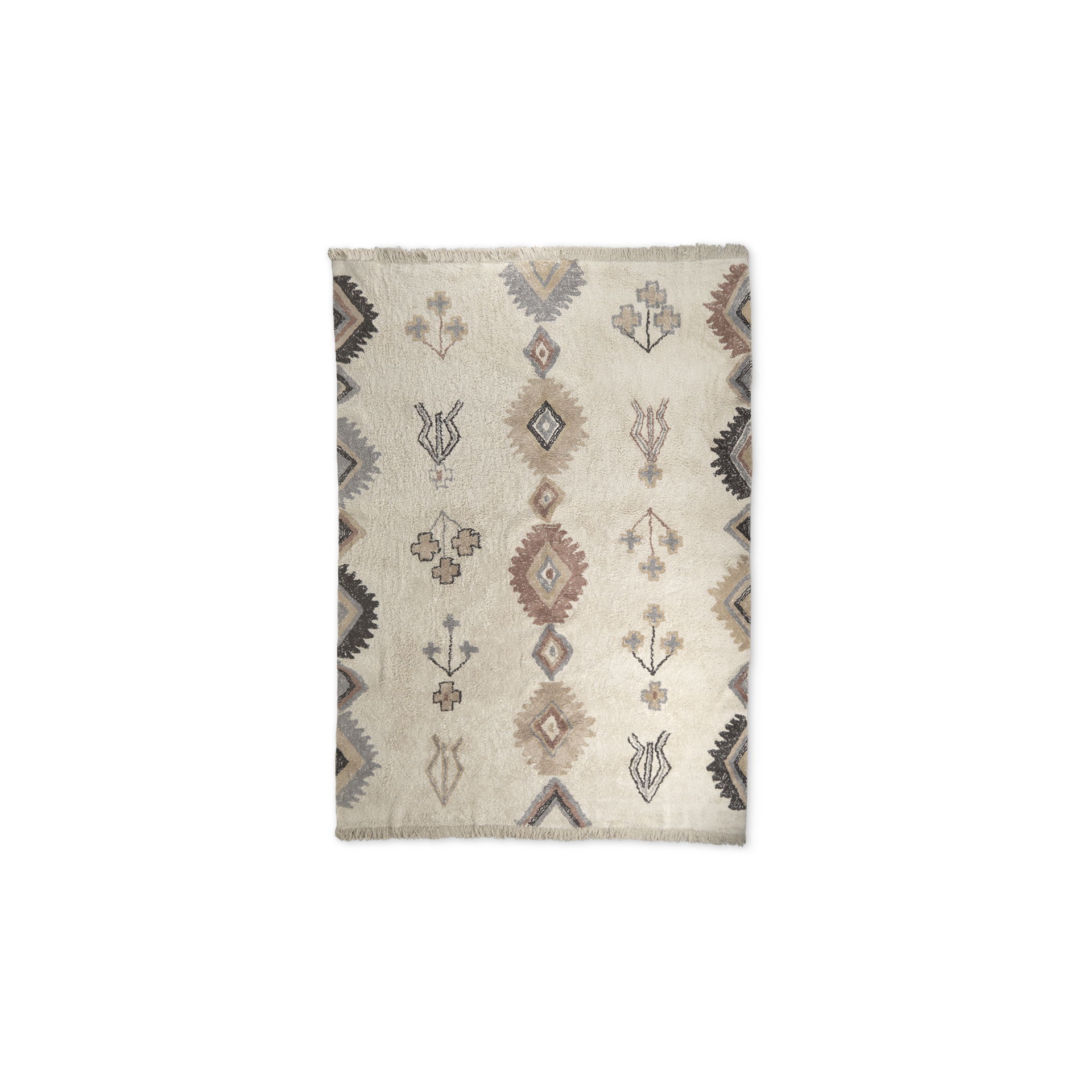 Carla 5x8 Earthy Neutrals Patterned Cotton Area Rug, by Mercana, 8' length x 5' width x 0.98" height View 1