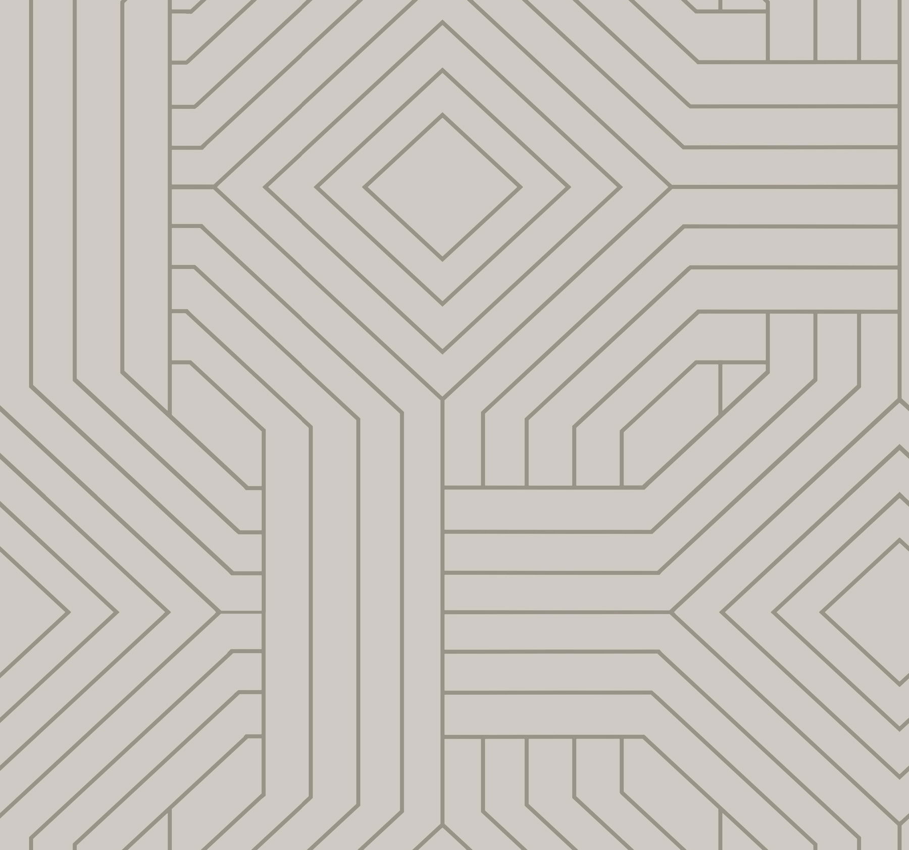 Diverging Diamonds Taupe Wallpaper, by York Wall, 27' length x 2'3" width x 0.02" depth View 1