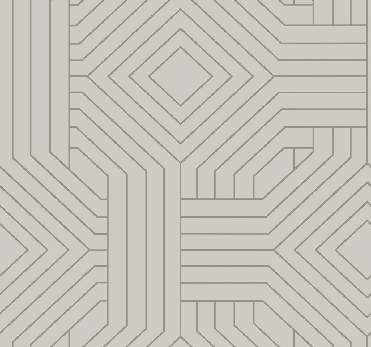 Diverging Diamonds Taupe Wallpaper, by York Wall, 27' length x 2'3" width x 0.02" depth