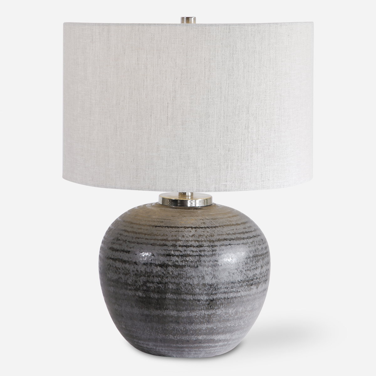 Mikkel Charcoal Table Lamp, by Uttermost, 1'4" width x 1'9.75" height x 1'4" depth View 1