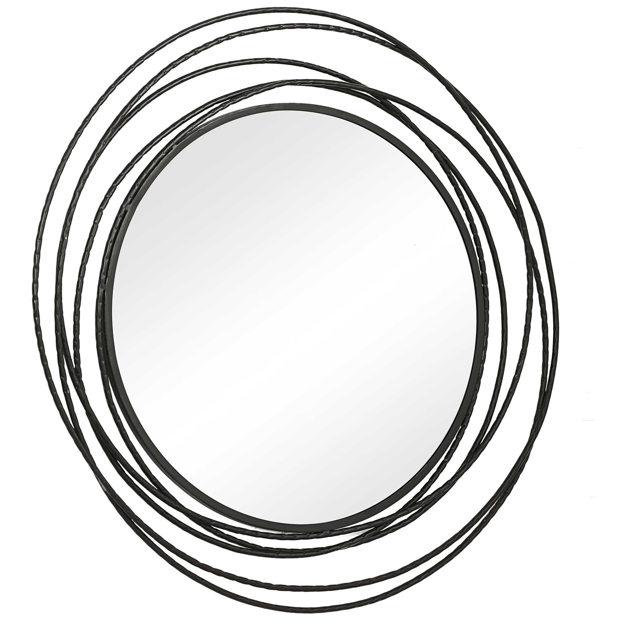 Whirlwind Black Round Mirror, by Uttermost, 39.37" width x 39.37" height x 1.15" depth View 5