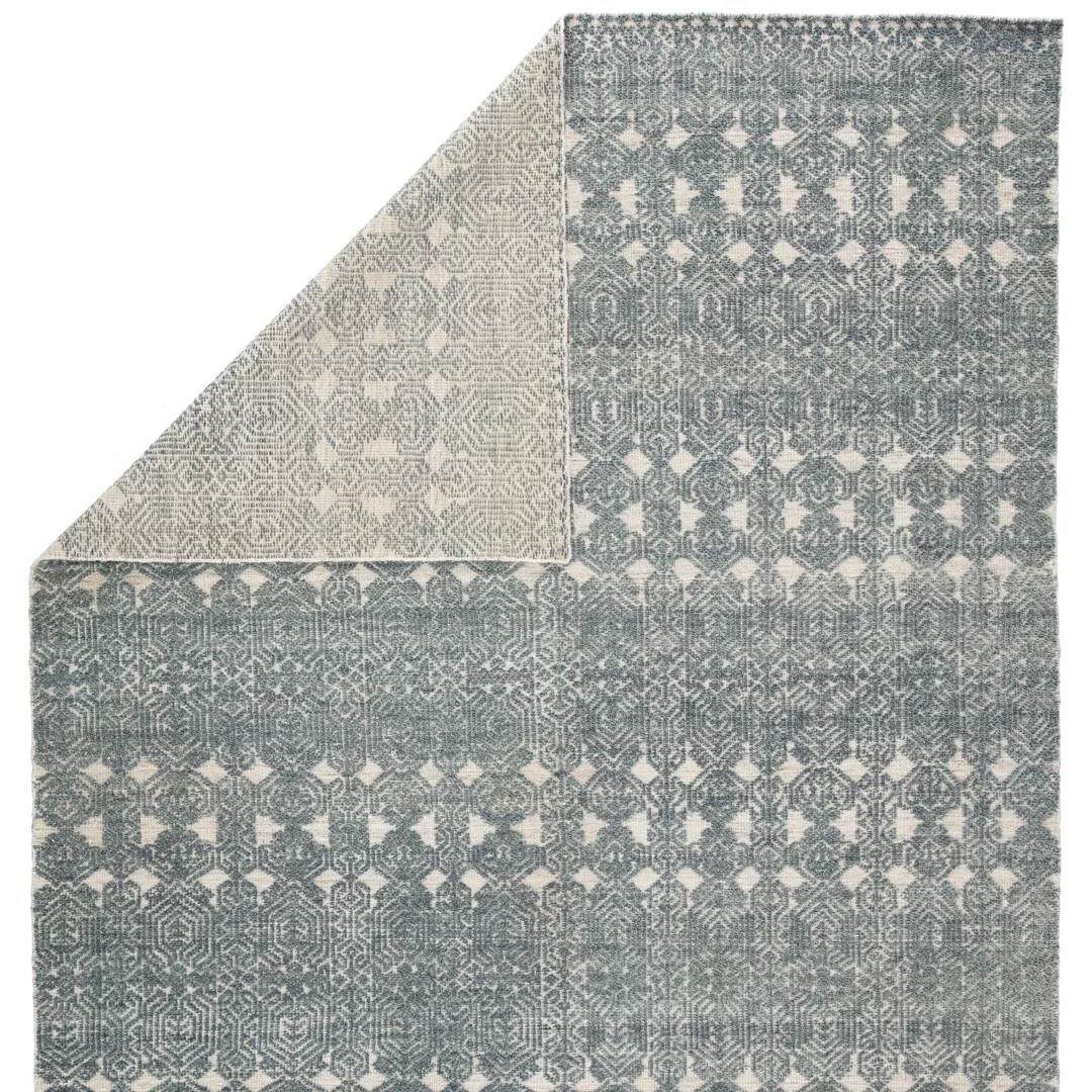 Abelle Hand-Knotted Medallion Teal/ Light Gray Area Rug large image 