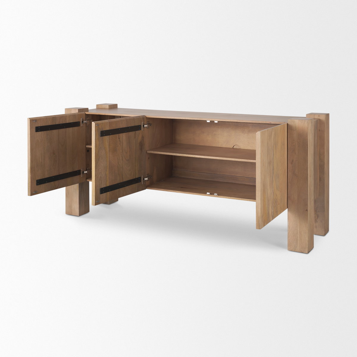 Beth Light Brown Wood with 3 Doors Sideboard, Sideboards & Buffet by Mercana, 74.5" length x 20" width x 32.75" height View 8