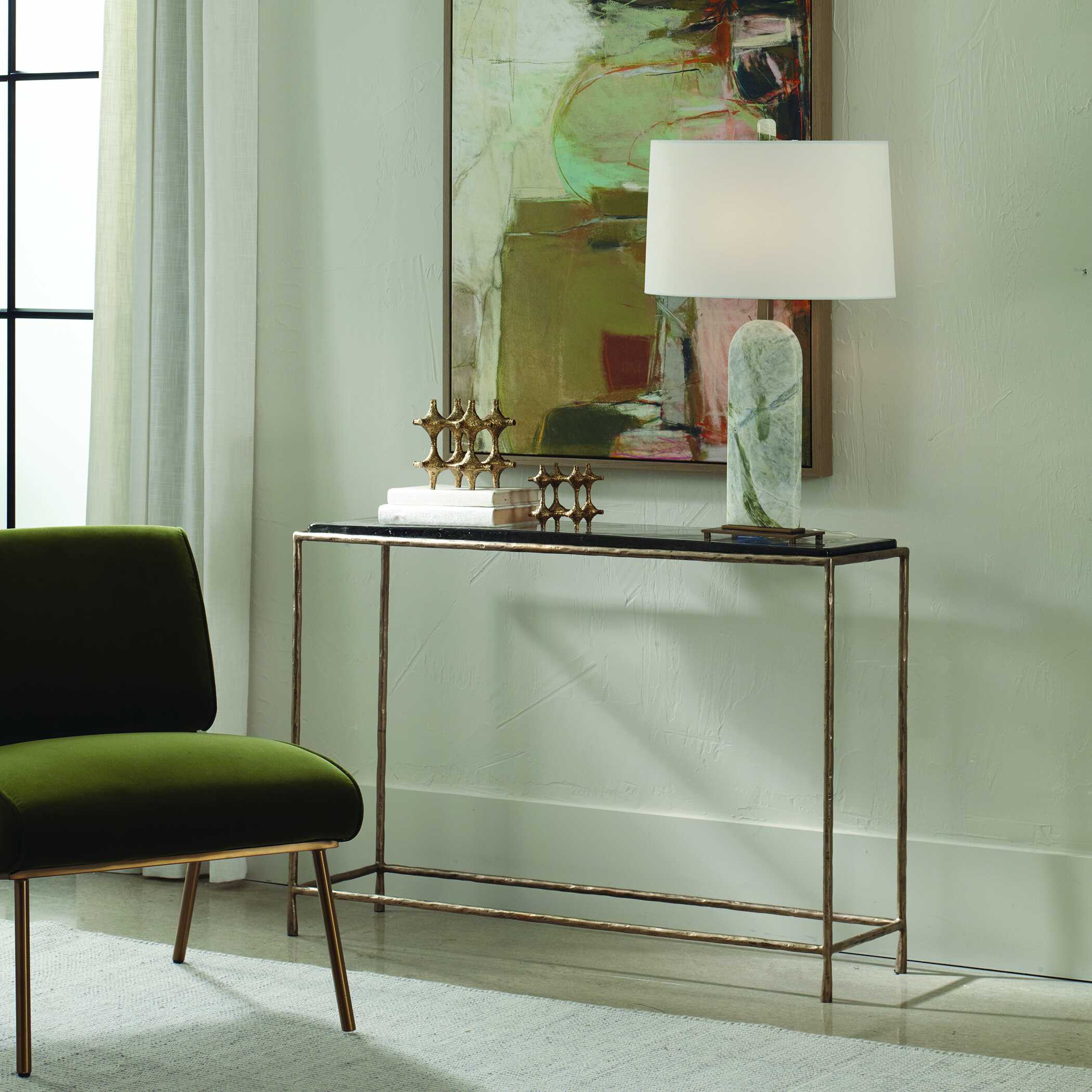 Ovard Minimalist Metal Console Table, Furniture by Uttermost, 43.25" width x 29.75" height x 11.6" depth View 2