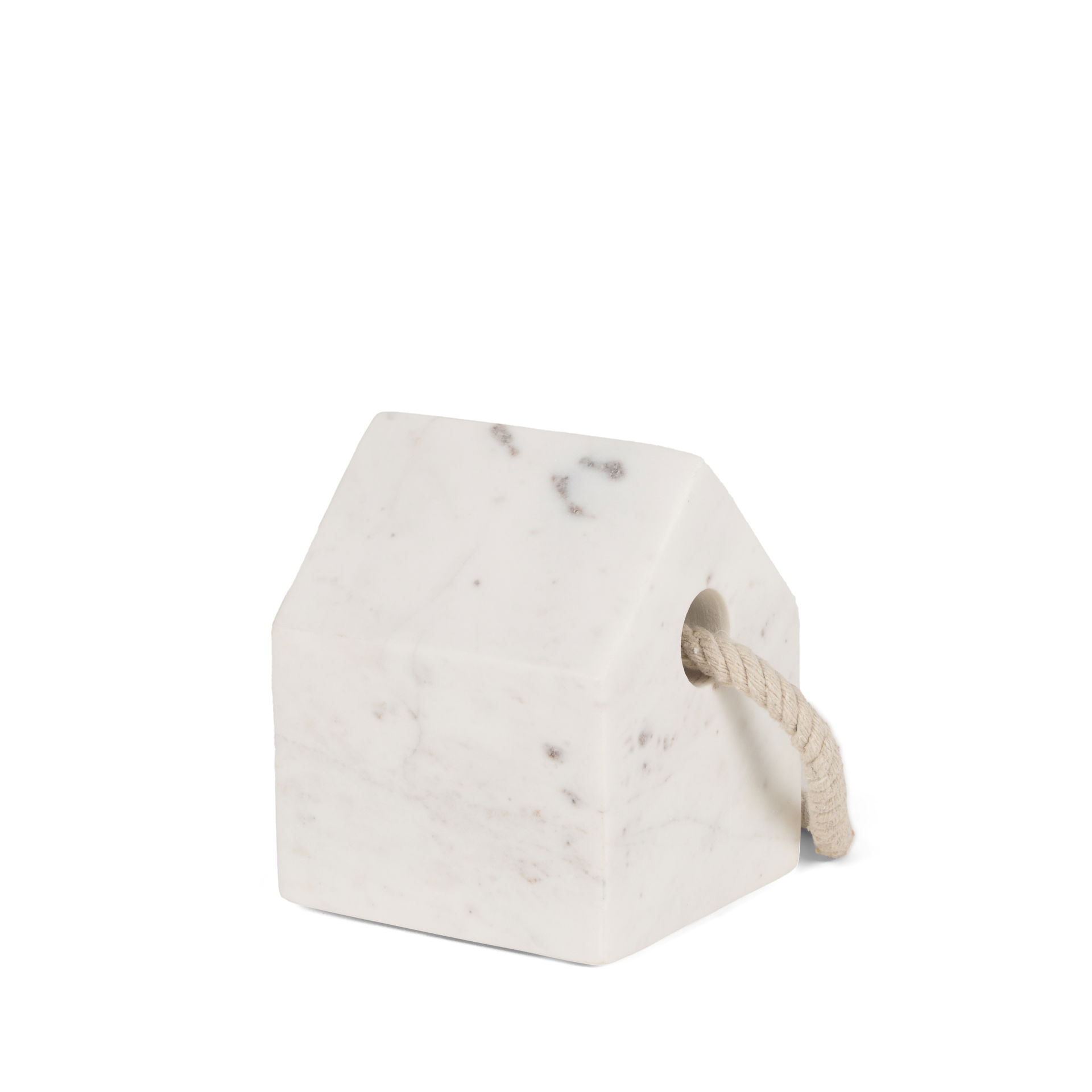 Raena White Marble House Door Stopper, Decorative Object by Mercana, 4" length x 4" width x 4.75" height View 1
