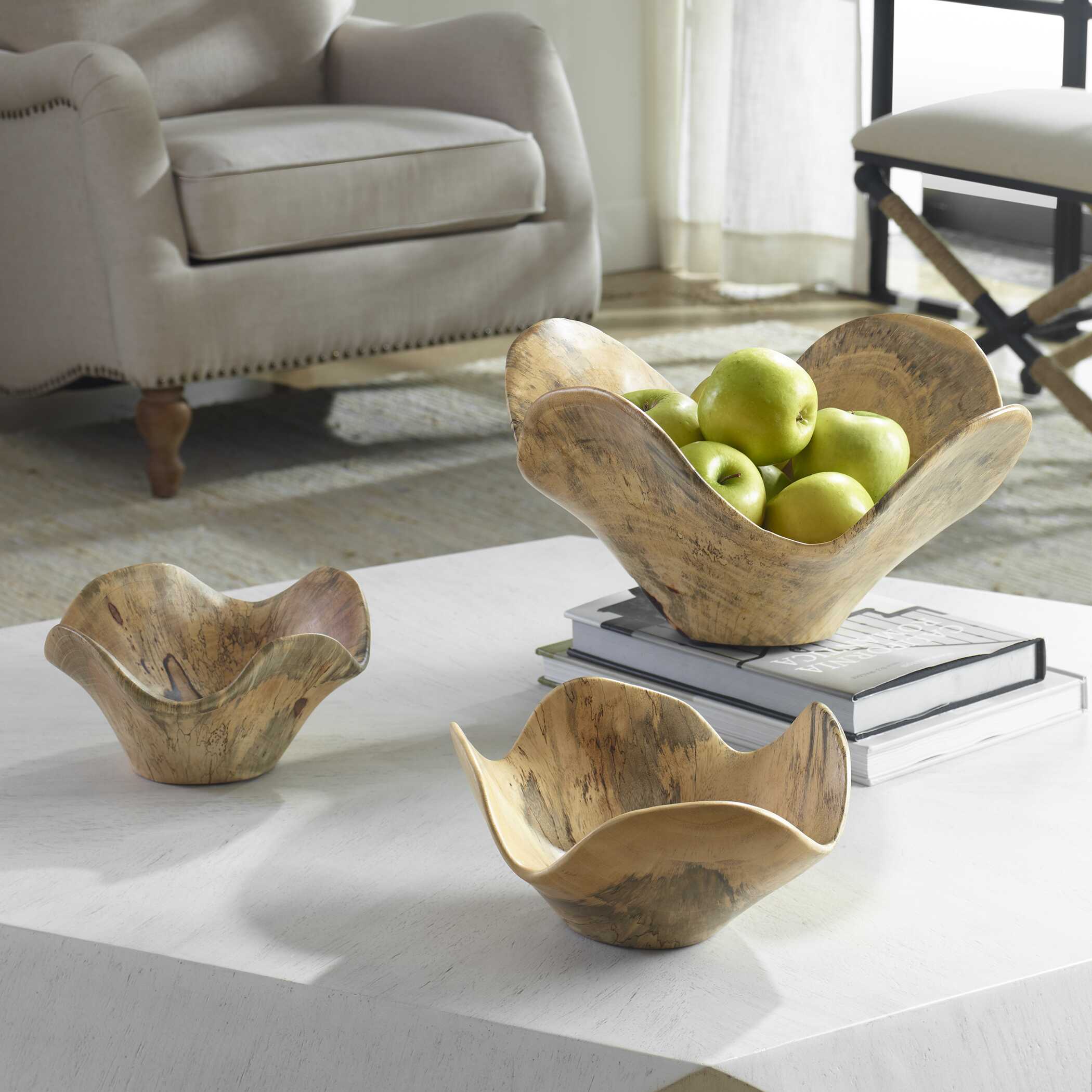 Tamarine Wood Wall Art Set/3, Sculptural Wall Art by Uttermost, 10" width x 10" height x 4.3" depth View 9