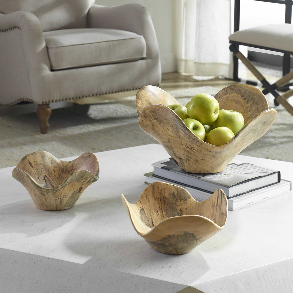 Tamarine Wood Wall Art Set/3, Sculptural Wall Art by Uttermost, 10" width x 10" height x 4.3" depth View 9