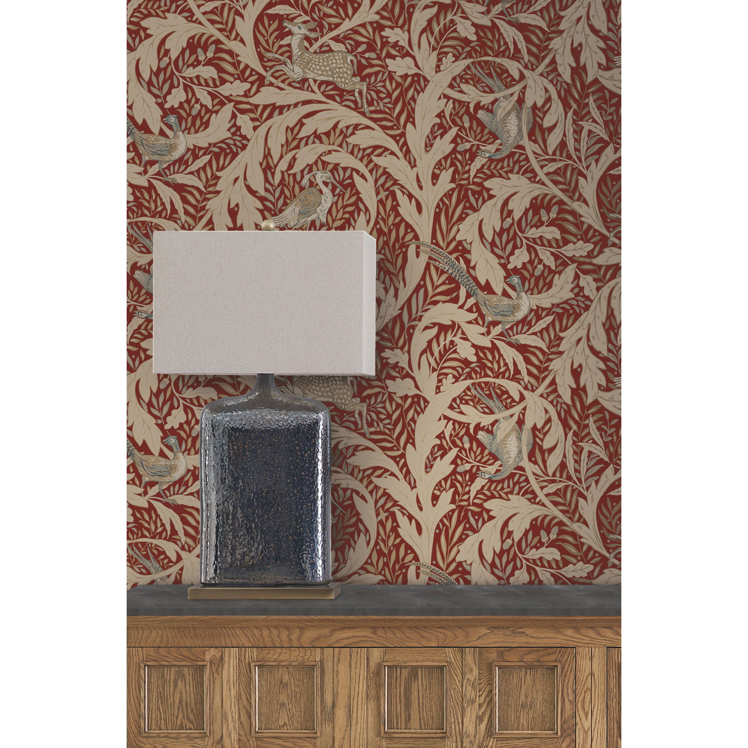 Woodland Tapestry Red Metallic Wallpaper Woodland Tapestry Red Metallic Wallpaper large image