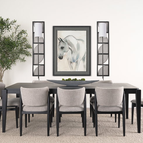 Navin 10x46.5 Black Metal Body White Fabric Shade Rectangular Wall Sconce