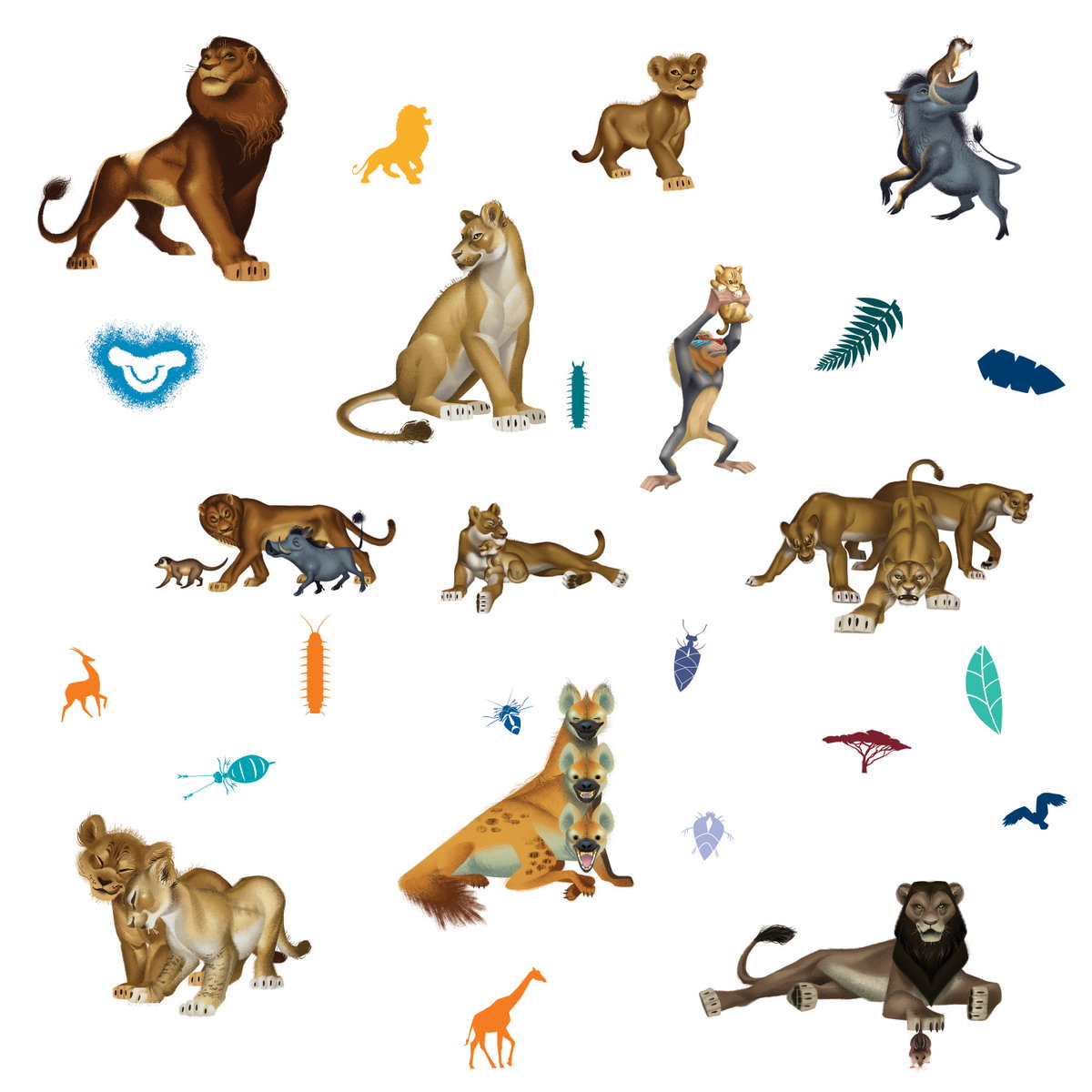 The Lion King Character Wall Decals, by York Wall, 1'4.8" length x 9" width x 1.64" depth