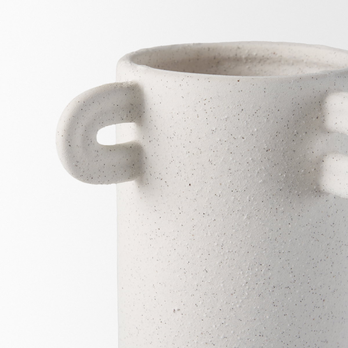 Dylan Tall Textured Off White with Handles Ceramic Vase, by Mercana, 8.5" length x 8.5" width x 16" height View 9
