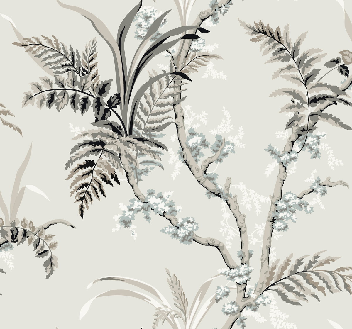 Enchanted Fern Grey & Beige Wallpaper, by York Wall, 27' length x 2'3" width x 0.02" depth