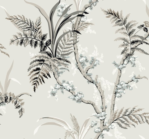 Enchanted Fern Grey & Beige Wallpaper