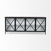 Aurelia  Black and White Metal Four Door Glass Cabinet, Sideboards & Buffet by Mercana, 79" length x 16" width x 33" height thumbnail 4