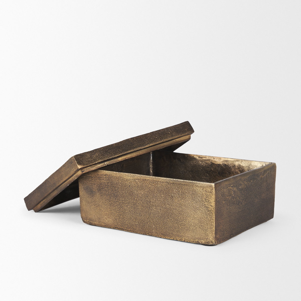 Porschia Large Antiqued Gold Metal Decorative Box, Boxe by Mercana, 9.84" length x 7.87" width x 4.72" height View 9