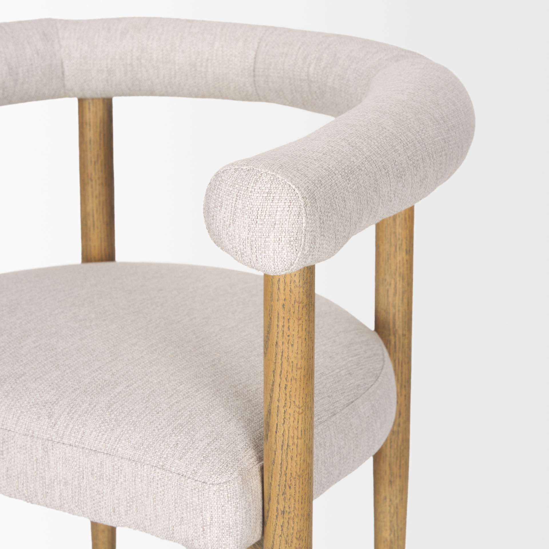 Arden Dining Chair with Medium Brown Wood and Cream Twill Fabric large image 