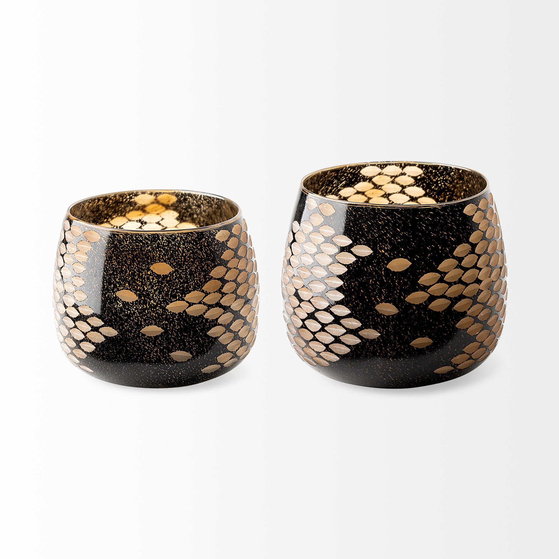 Mojave Small Black and Gold Detail Glass Vase large image 