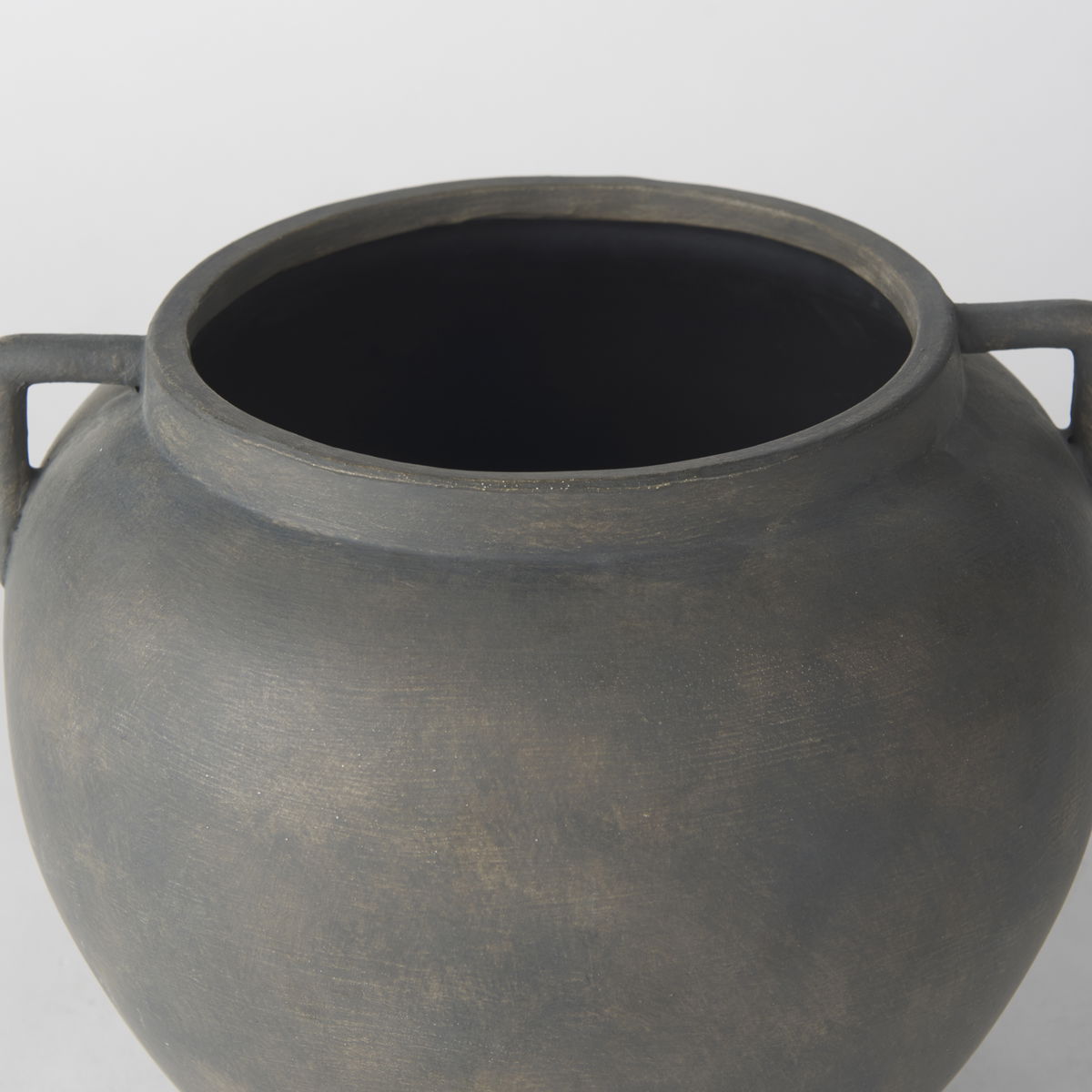 Kilian Short Brown-Gray Double Ear Vase, by Mercana, 9.45" length x 9.45" width x 8.46" height View 6