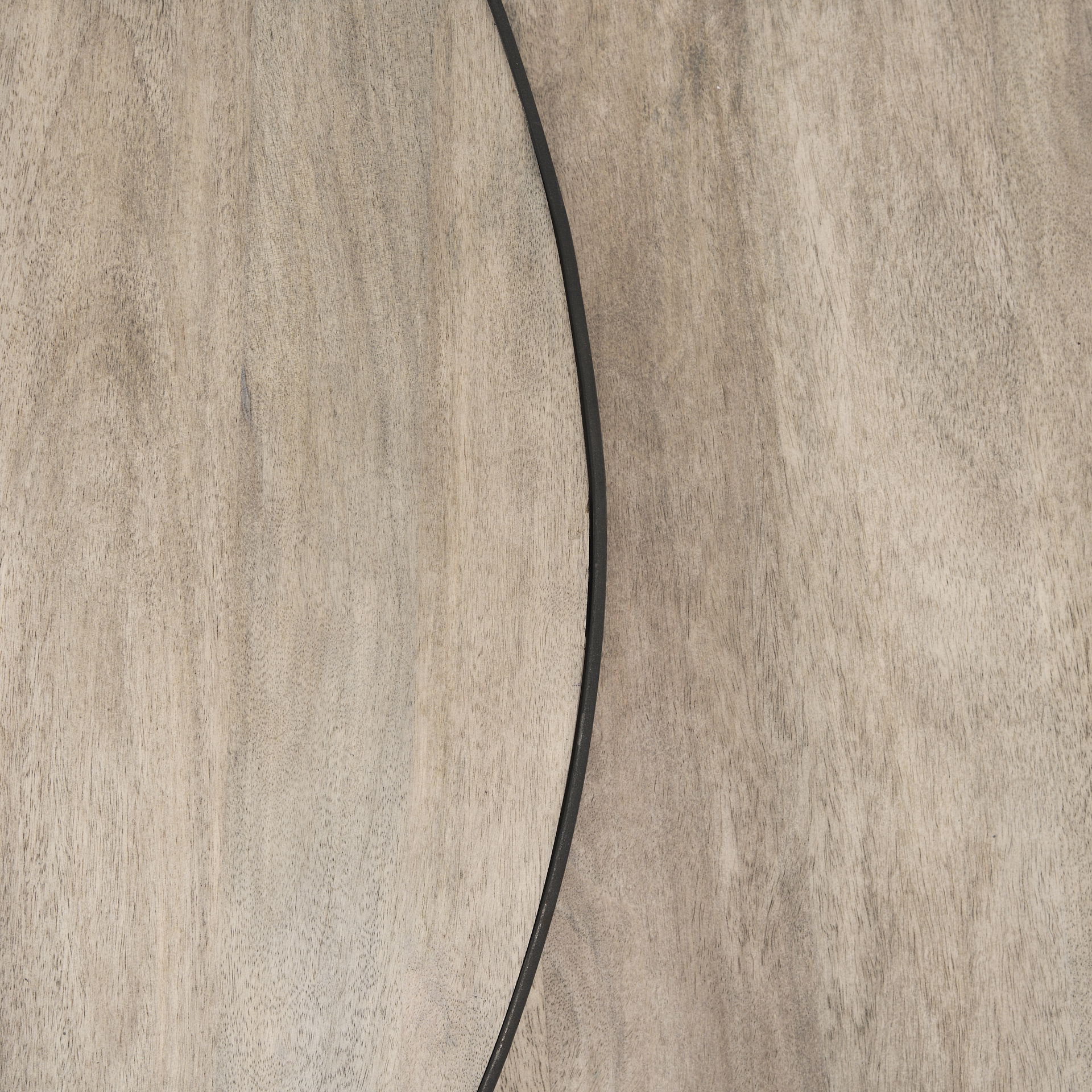 Clapp Round Light Brown with White Wash Wood and Silver Metal Nesting Coffee Tables (Set of 2), by Mercana, 44" length x 44" width x 20" height View 8