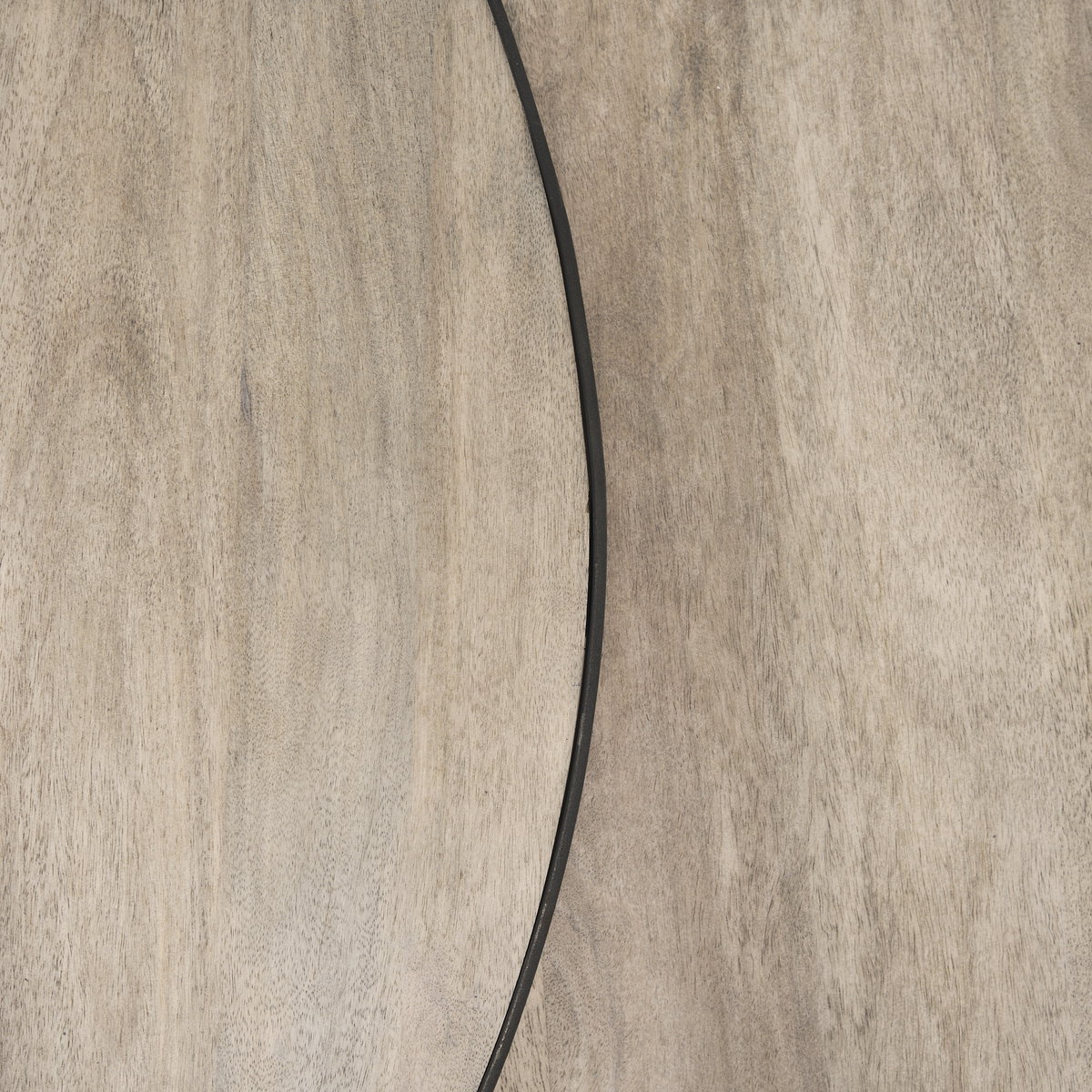 Clapp Round Light Brown with White Wash Wood and Silver Metal Nesting Coffee Tables (Set of 2), by Mercana, 44" length x 44" width x 20" height View 8