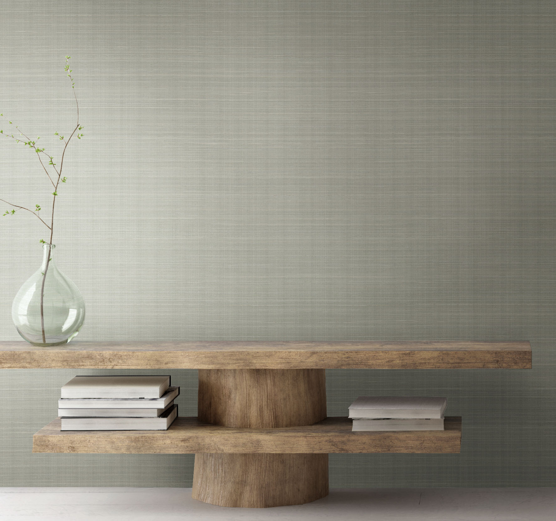 Laguna Abaca Grey Peel & Stick Wallpaper large image 
