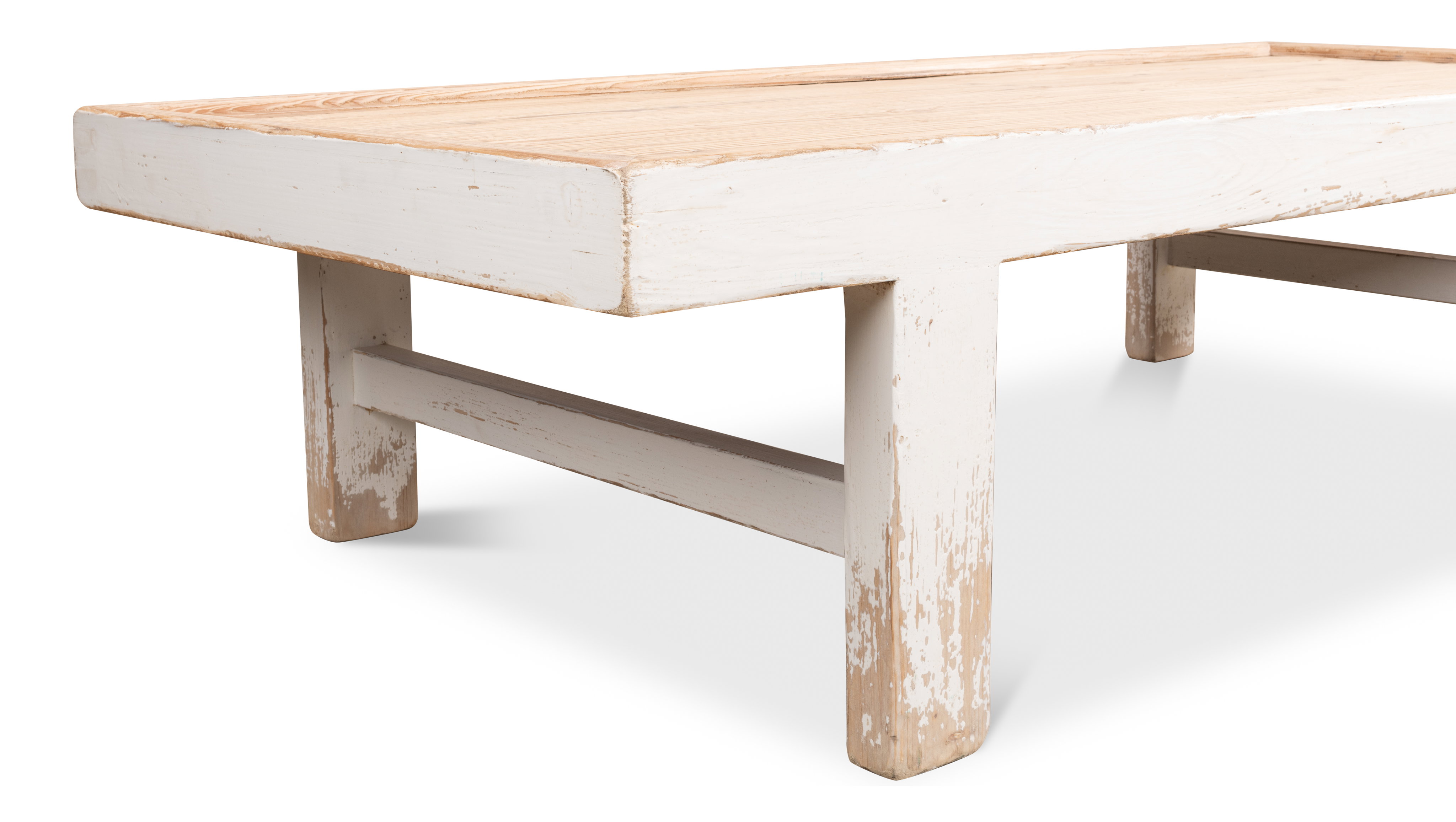 Large Wood Panel Coffee Tbl, Ant. White, Coffee Table by Sarreid, 80" length x 37" width x 19" height View 7