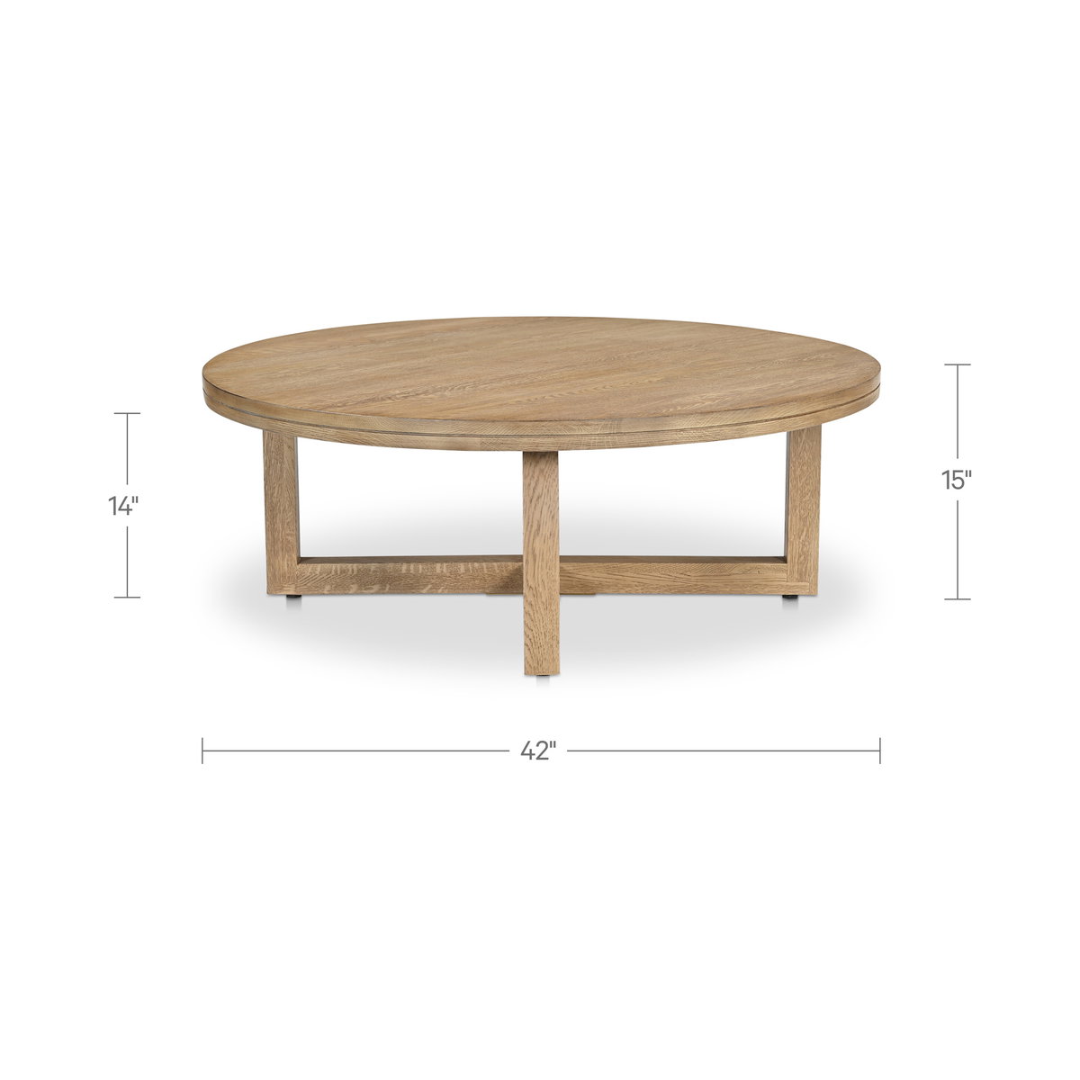 Joel Coffee Table Natural, by Moe's Home, 42" width x 15" height x 42" depth View 10