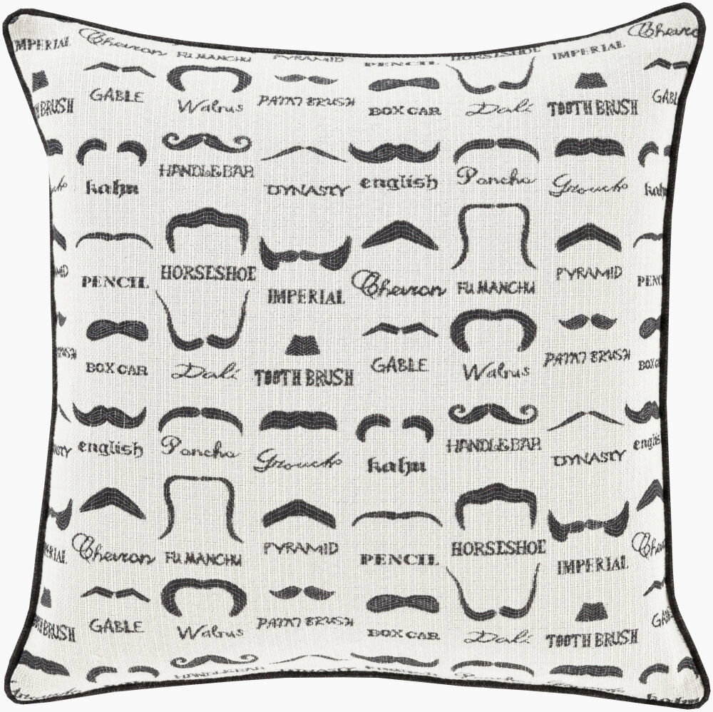 Wax that Stache Accent Pillow, Decorative Pillow by Surya, 18" length x 18" width