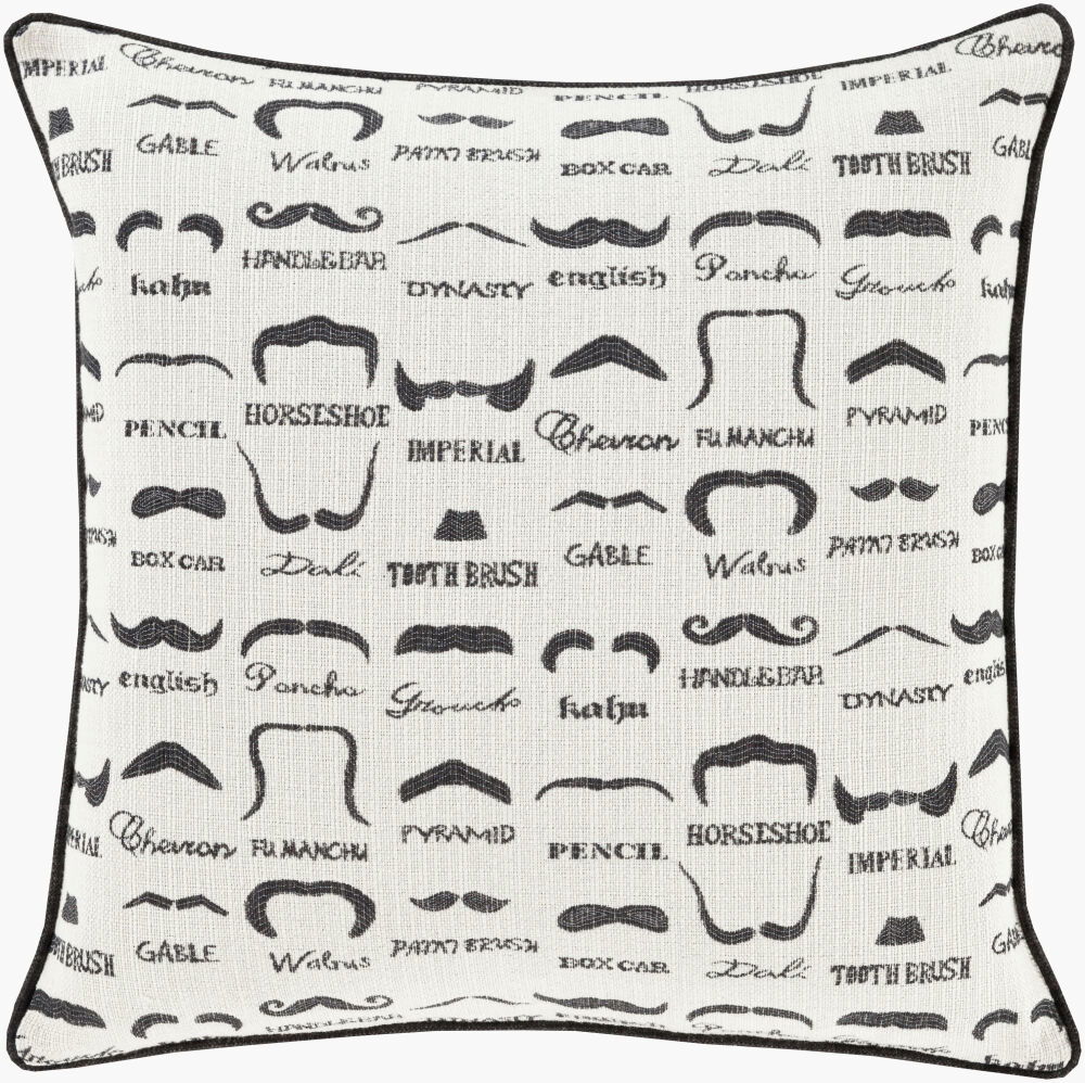 Wax that Stache Lumbar Pillow Poly, Decorative Pillow by Surya, 13" length x 19" width