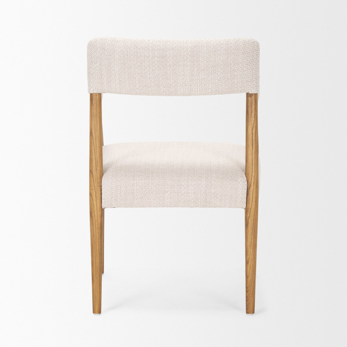 Toni Curved Back Dining Side Chair | Cream Fabric with Light Brown Wood, Dining Chair by Mercana, 22.44" length x 24.61" width x 33.66" height View 7