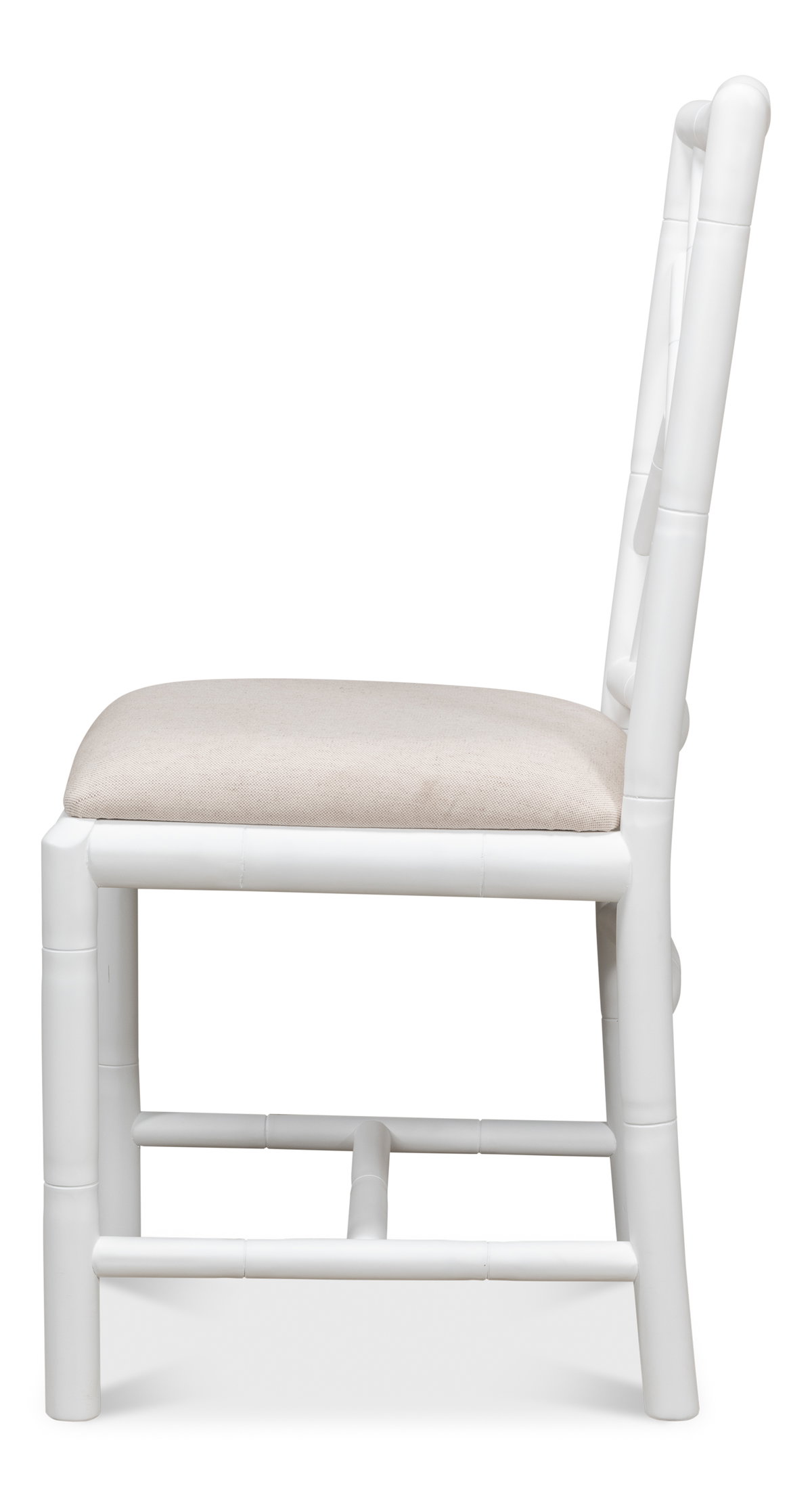 Brighton Bamboo Side Chair  White, by Sarreid, 1'10" length x 1'5" width x 3'3" height View 9