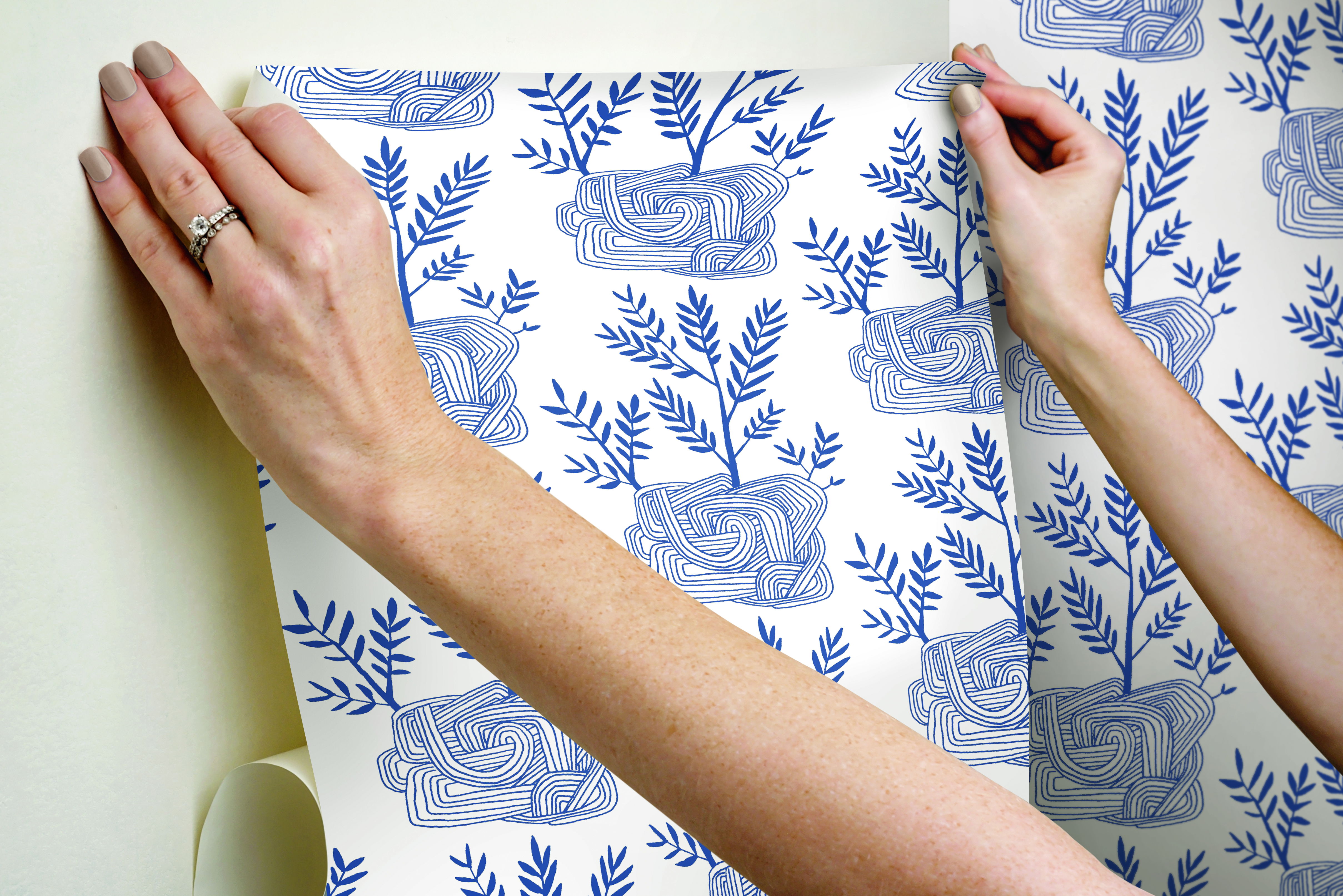 Seedlings Blue Peel & Stick Wallpaper large image 